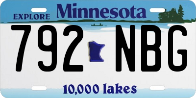 MN license plate 792NBG