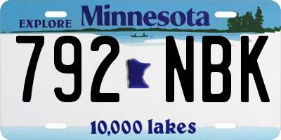 MN license plate 792NBK