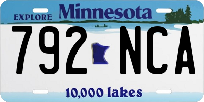MN license plate 792NCA