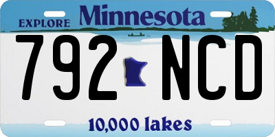 MN license plate 792NCD