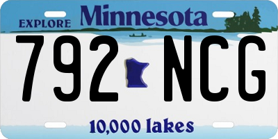 MN license plate 792NCG