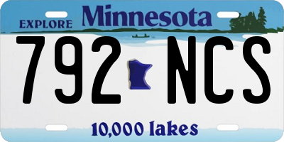 MN license plate 792NCS