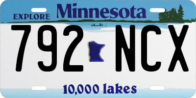 MN license plate 792NCX