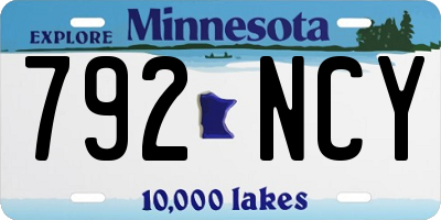 MN license plate 792NCY