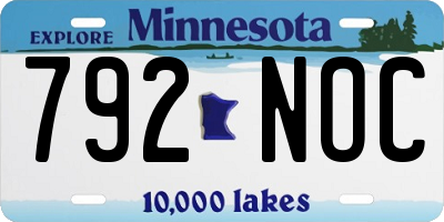 MN license plate 792NOC