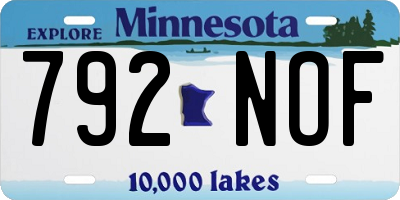 MN license plate 792NOF