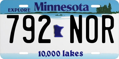MN license plate 792NOR