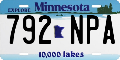 MN license plate 792NPA