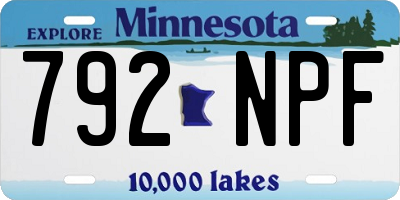 MN license plate 792NPF