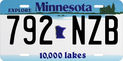 MN license plate 792NZB