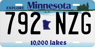 MN license plate 792NZG