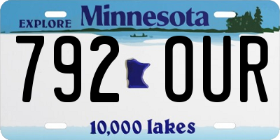 MN license plate 792OUR