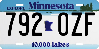MN license plate 792OZF