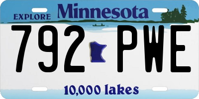 MN license plate 792PWE