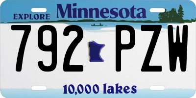 MN license plate 792PZW