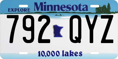 MN license plate 792QYZ