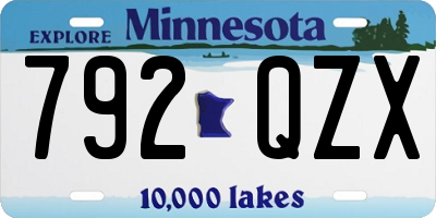 MN license plate 792QZX