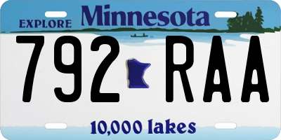 MN license plate 792RAA