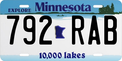 MN license plate 792RAB