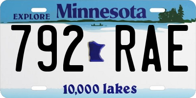 MN license plate 792RAE