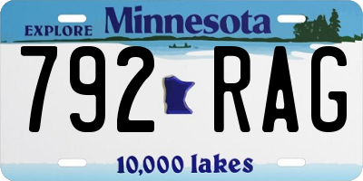 MN license plate 792RAG