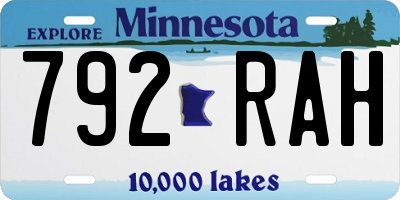 MN license plate 792RAH