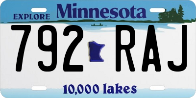 MN license plate 792RAJ
