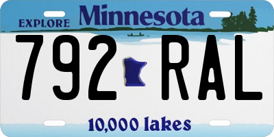 MN license plate 792RAL