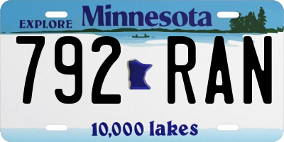MN license plate 792RAN