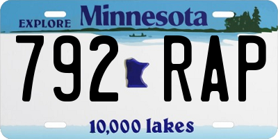 MN license plate 792RAP
