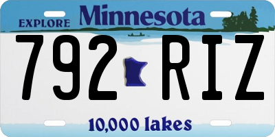 MN license plate 792RIZ