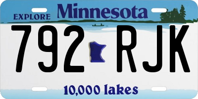 MN license plate 792RJK
