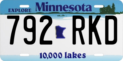 MN license plate 792RKD