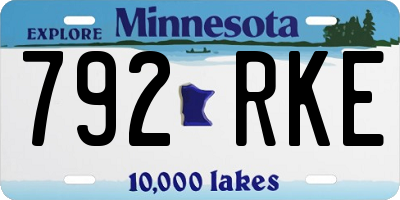 MN license plate 792RKE
