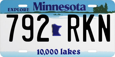 MN license plate 792RKN