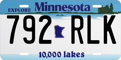 MN license plate 792RLK