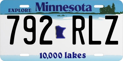 MN license plate 792RLZ