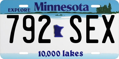 MN license plate 792SEX