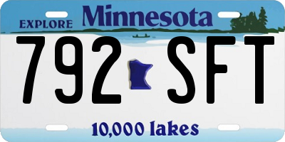 MN license plate 792SFT