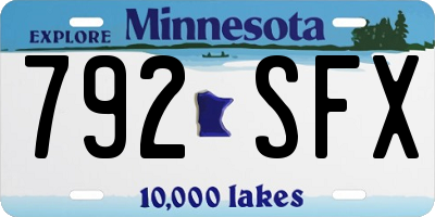 MN license plate 792SFX