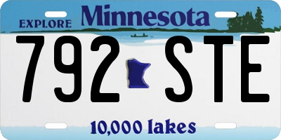 MN license plate 792STE