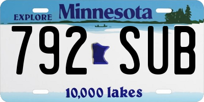 MN license plate 792SUB
