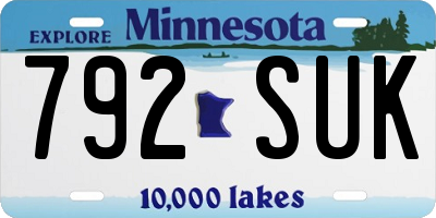 MN license plate 792SUK