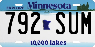 MN license plate 792SUM