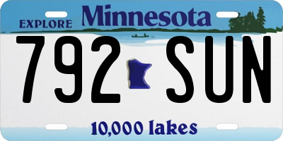 MN license plate 792SUN