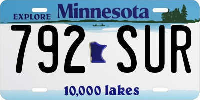 MN license plate 792SUR