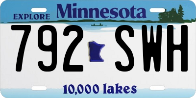 MN license plate 792SWH