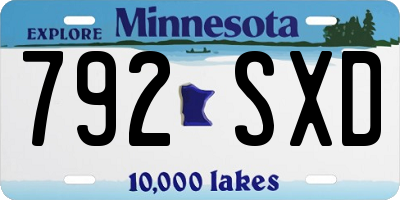 MN license plate 792SXD