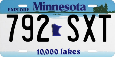 MN license plate 792SXT