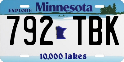 MN license plate 792TBK